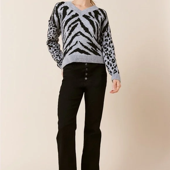 🔥 New Francesca’s animal print V-neck pullover sweater. - Picture 2 of 6
